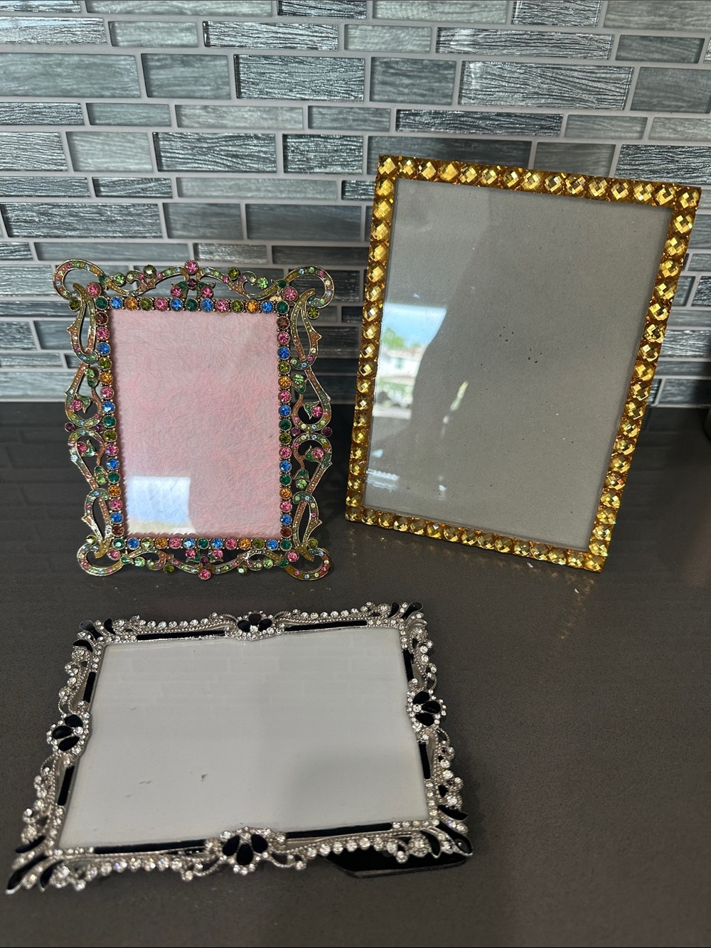 Jeweled Picture photo Frames - set 3